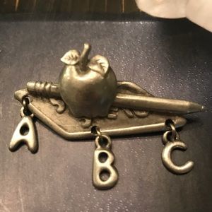 🍎 Adorable Brushed Sterling Silver ABC Pin.